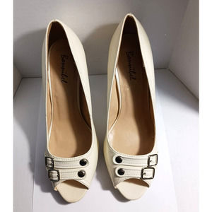 Bonniebel Formal Wedding/Party Belted Open Toe White Size 8.5 About 3.75" Heels